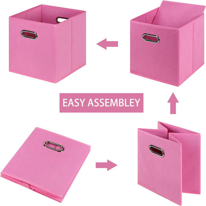 Fabric Cloth Storage Bins - Fabric Cube Bins Organizer with Dual Handles, Foldable Cube Storage Baskets Set of 6