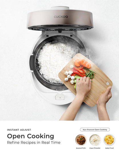 CUCKOO Twin Pressure Rice Cooker 6-Cup Uncooked / 12-Cup Cooked with Nonstick Inner Pot, Versatile Rice Maker & Warmer with 16 Menu Options, Open Cooking Mode, Voice Guide, White (CRP-ST0609FW)