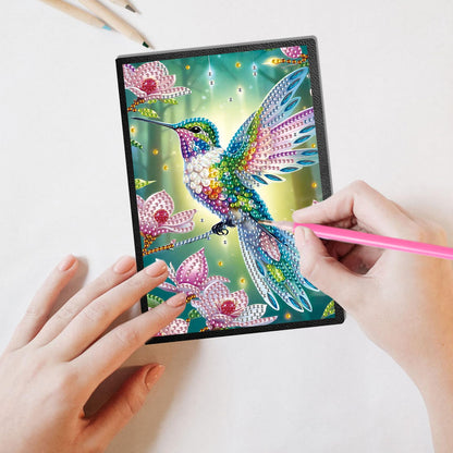 JISHSHAY Diamond Art Notebook Journal Diamond Painting Note Book Gem Art Sketchbook Gem Painting Blank Notebook Mosaic Kits for Adults Diary with Special Shape Drills 14.5×21cm/5.7×8.26in Hummingbird