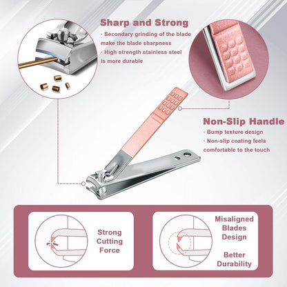 Premium Manicure Set, 7 in 1 Professional Nail Clippers Scissors Pedicure Kit, Stainless Steel Cuticle Nail Care Tools with Luxurious Travel Case, Portable Manicure Grooming Kit Gift for Women