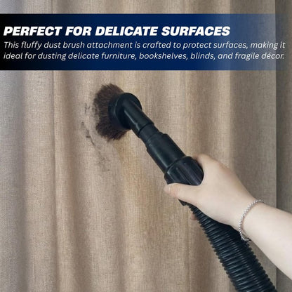 1.25 Inch Horse Hair Vacuum Brush Attachment & 2-1/4'' to 1 1/4'' Vacuum Adapter for Shop Vacs - Premium Soft Horsehair Round Dust Brush: Perfect for Vacuuming Sofas, Furniture Surface and Baseboards