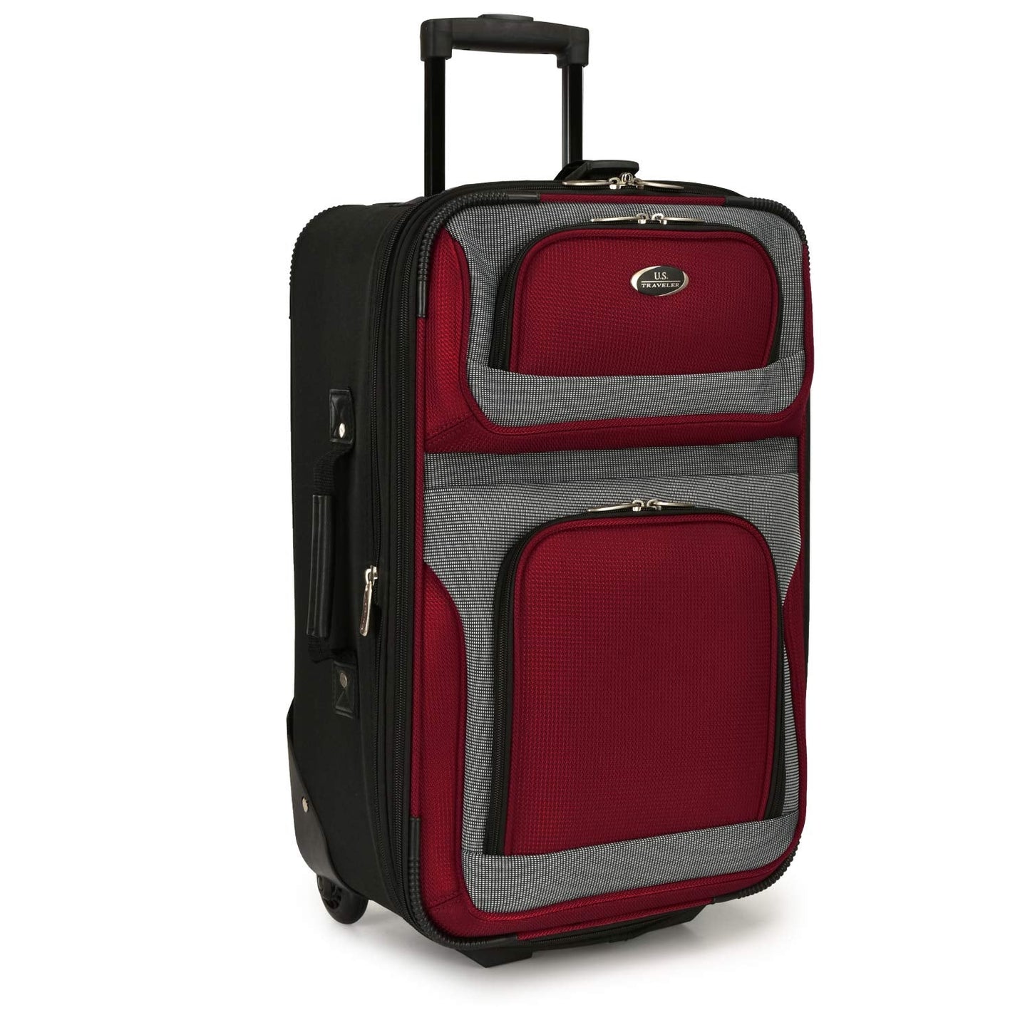 U.S. Traveler New Yorker Lightweight Expandable Rolling Luggage, Red/Gray, 4-Piece Set