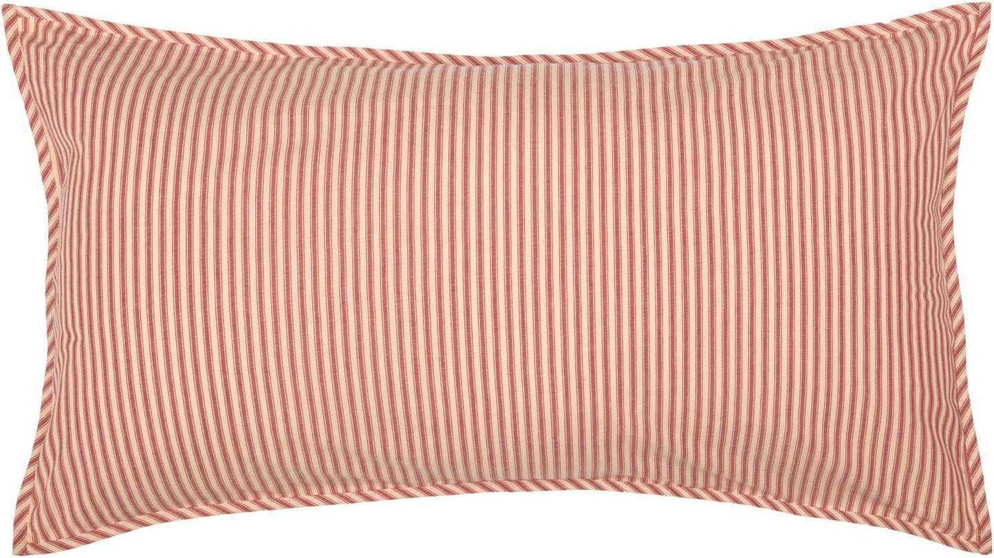 VHC Brands Sawyer Mill Large Pillow Sham Cover, Farmhouse Country Stripe, King Size 21x37, Red