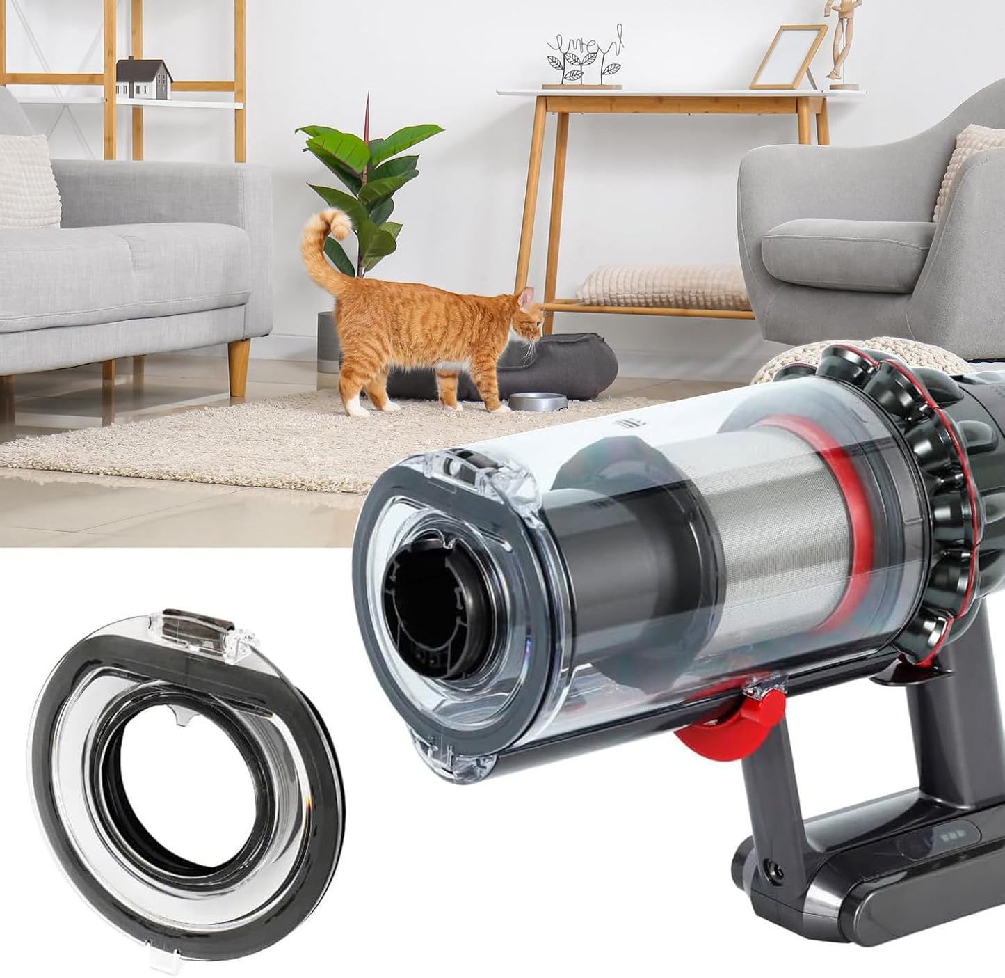 Dust Bin Lid Replacement for Dyson V10 V11 V15, Canister Dirt Cup Lid, Bottom Accessories Cover Parts