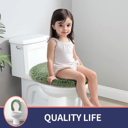 Baahrnom Luxury Soft Microfiber Toilet Lid Cover Machine Washable Solid Toilet Seat Cover 17.5" x 15" Adjustable Rubber Backing Fits Most 16-17.5" L x 14-16" W Round Oblong and Elongated Toilet Seat