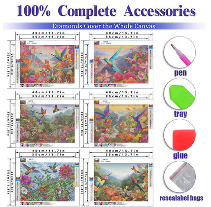 DOTSOPS Diamond Painting Kits Art Adults Painting Kit Crafts DIY 5D Diamond Art Packs Kits Full for Adults Beginner Home Wall Decoration Gift 11.8x15.7 Inches (6 Pack Flowers Bird)