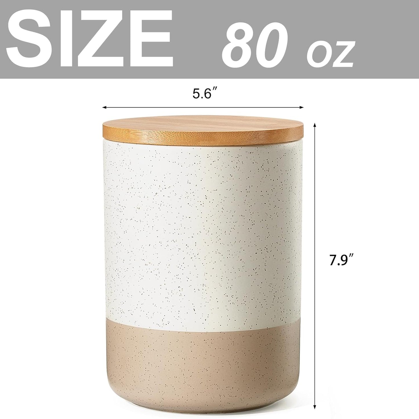 Yangbaga Canister Sets for Kitchen Counter, 80 OZ Large Ceramic Food Storage Jars with Airtight Lids