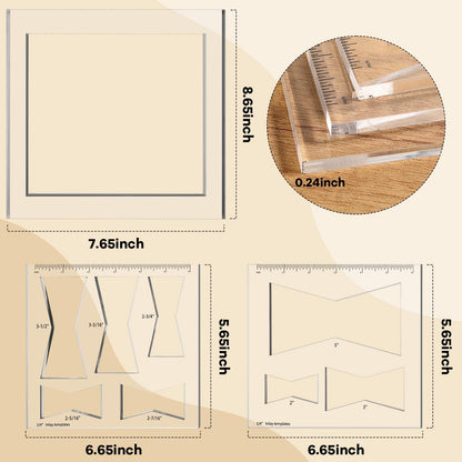 chiazllta 8 in 2 Butterfly Router Templates Guide for Woodworking Decorative with Frame 8 x 7 inch Transparent Butterfly Inlay Template Set Decorative Acrylic Router Bowtie Jig Kit for Precise Cuts