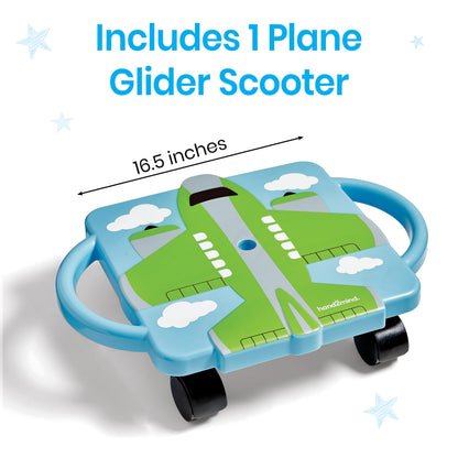 hand2mind Green Plane Glider Scooter Board, Floor Scooter Board, Gross Motor Toys, Kids Exercise & Physical Education Equipment, Playground Toys, Indoor Active Play, Toddler Outdoor Activities