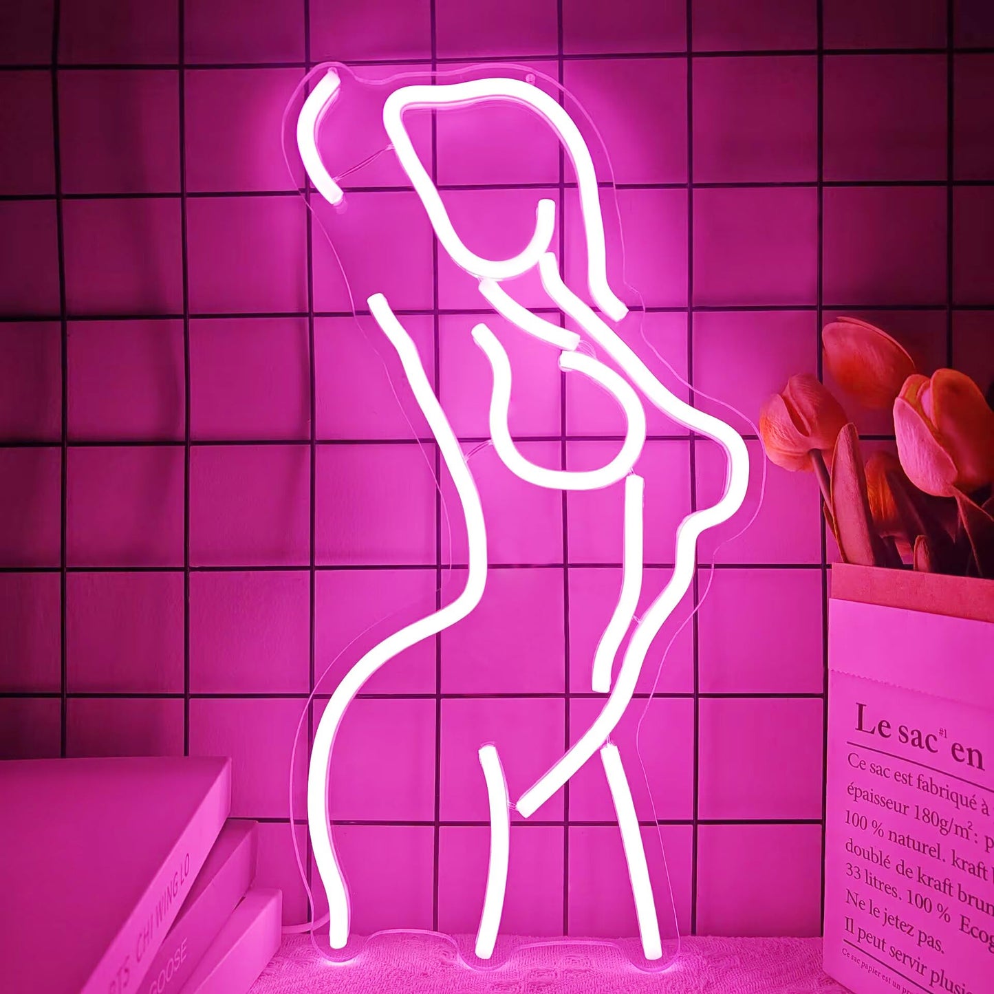 Ajoyferris Lady Back Neon Sign Dimmable LED Lady Sign Woman Neon Sign Sexy Lady Neon Signs for Bedroom Man Cave Bar Store Home Party Art Decor Gifts(16X11 inches,Blue)