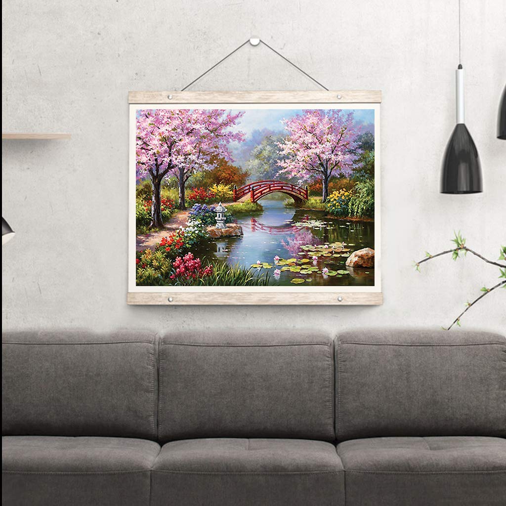 JOYSTRY Diamond Art Dots Painting Kits for Adults, DIY Bridge Landscape Paint with Diamonds Full Drill Round Gem Jewel Crystal Paintings Kit for Home Wall Decoration (Bridge-16x12in)