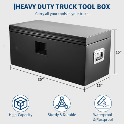 Garvee Steel Truck Tool Box Heavy Duty Truck Bed Toolbox w/Dual Lids, Lockable & Weatherproof, Fits for Pickup, Truck Bed, RV, Trailer