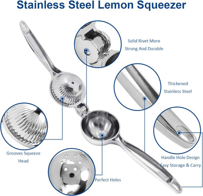 Manual Lemon Squeezer - Metal Rustproof Lime Squeezer, Handheld Citrus Press Juicer for Extracting Lemon Juice