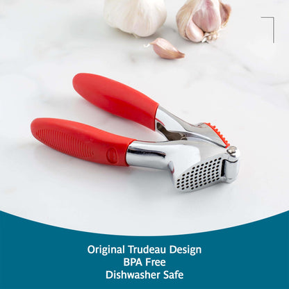 Trudeau Garlic Press - Effortless Garlic Crusher with Built-In Cleaning Aid, Large Garlic Chamber, Comfortable Ergonomic Handle, BPA-Free & Dishwasher-Safe - Quick and Easy Meal Preparation