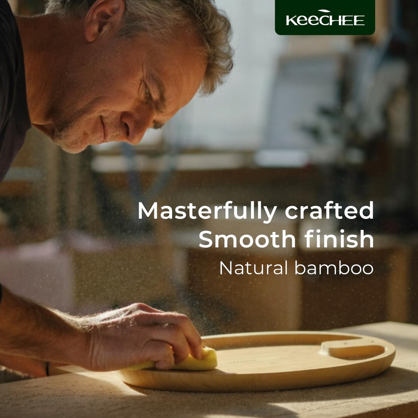 keechee Premium Bamboo Banana Holder with Fruit Tray, Extra Tall 12.9" Banana Hanger Stand for Kitchen Countertop, Sturdy Banana Hook Keeps Fruit Fresh & Bruise-Free, Easy Assembly