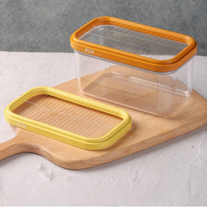 UNIVIVO Butter Slicer Cutter, Stick Butter Container Dish with Lid for Fridge, Easy Cutting Two 4oz Sticks Butter (Large-450g)