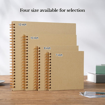 potricher 10 x 10 Inch DIY Scrapbook Album 40 Pages Hardcover Kraft Paper Scrap Book Photo Albums Memory Book for Wedding and Anniversary Family (Yellow, 10 Inch)