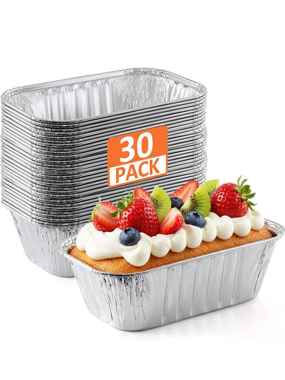 NEEBAKE 30 Pack 6x3.5x2 Disposable Aluminum Loaf Pans - 1 Lb Mini Loaf Pans, Small Aluminum Tin Foil Baking Pan, Food Containers for Baking, Cakes, Bread, Meat, Loaves