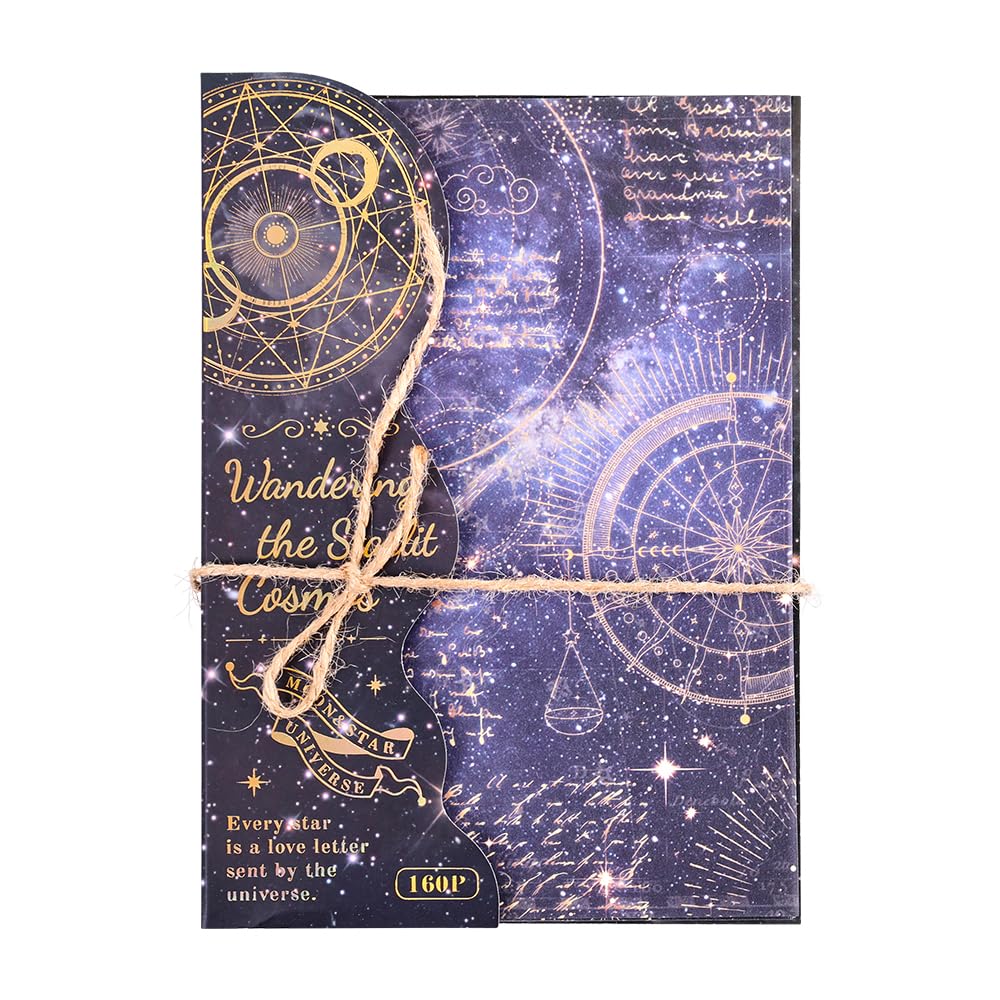 icceemee 160 Sheets of Starry Sky Scrapbook Paper, journaling Scrapbook Supplies Craft Collage Paper Set, Junk Journal Bullet Journal Poster Room Decor for Card Making Decorative Gifts