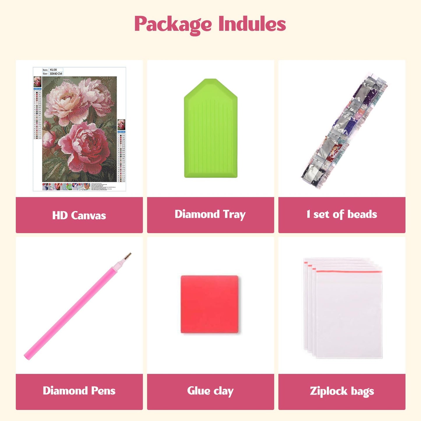 MISCER Flowers Diamond Art Kits for Adults, Peony Diamond Painting Kits for Beginners, 5D Full Drill Round Paint with Diamonds Pictures, Gem Art Painting DIY Crafts Kit Decor 12x16inch