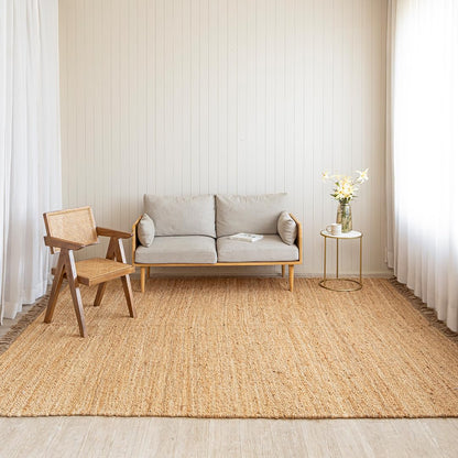 HOMEMONDE Chunky Braided Jute Area Rug 8x10 ft Rectangle Boho Home Décor Indoor Rug - Natural Handcrafted Farmhouse Style Rug for Bedroom, Living Room, Dining Room Kitchen, and Hallway