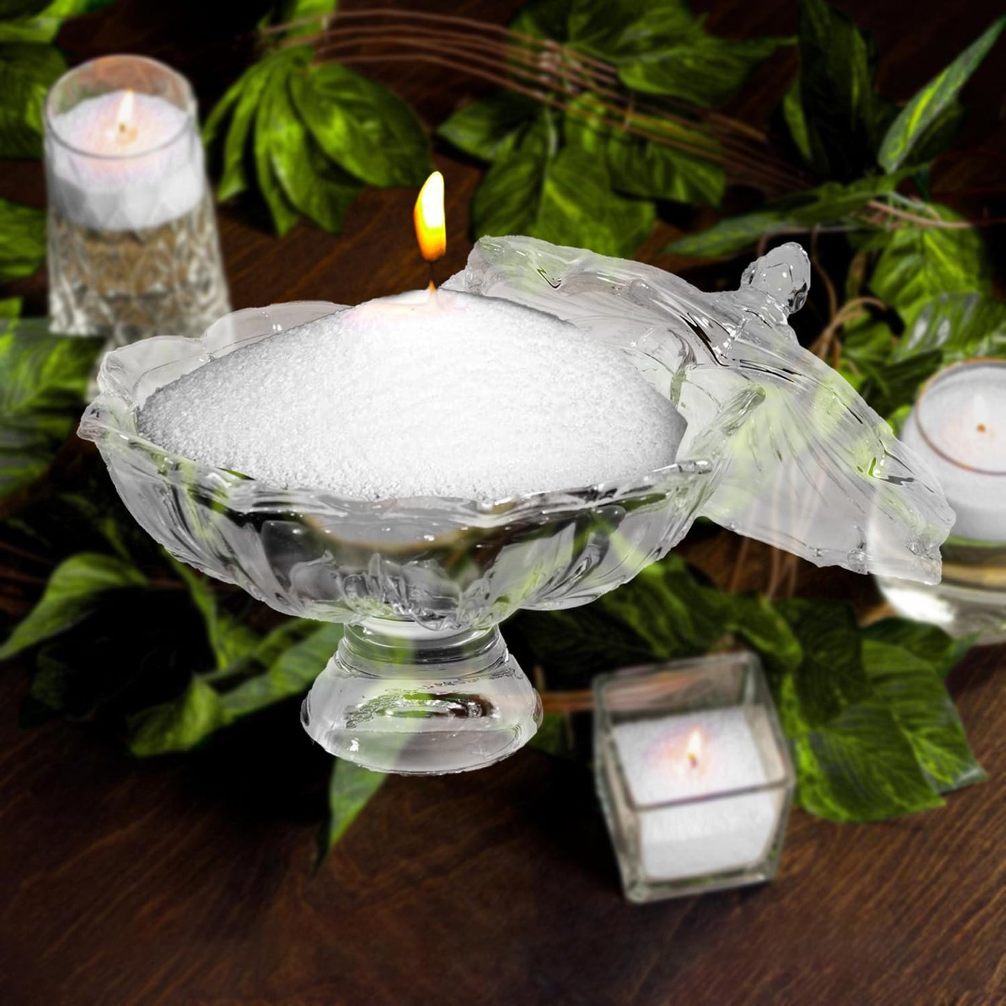 yutrenn Glass Candy Dish with Lid 4oz, Clear Decorative Crystal Bowl with Thick Base – Small Dessert Bowl for Ice Cream, Jewelry, Candies, Nuts, Candle Holder, Party and Table Decor