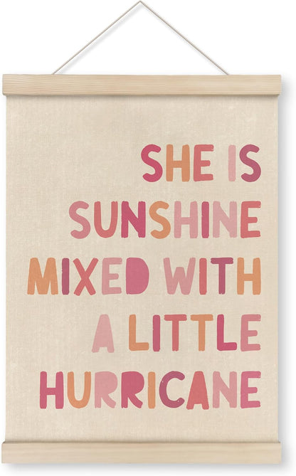 12x16 Inch HRQKO She is Sunshine Poster Hanger Frame, Pink Girls Room Wall Decor, Sunshine Nursery Posters Wall Art