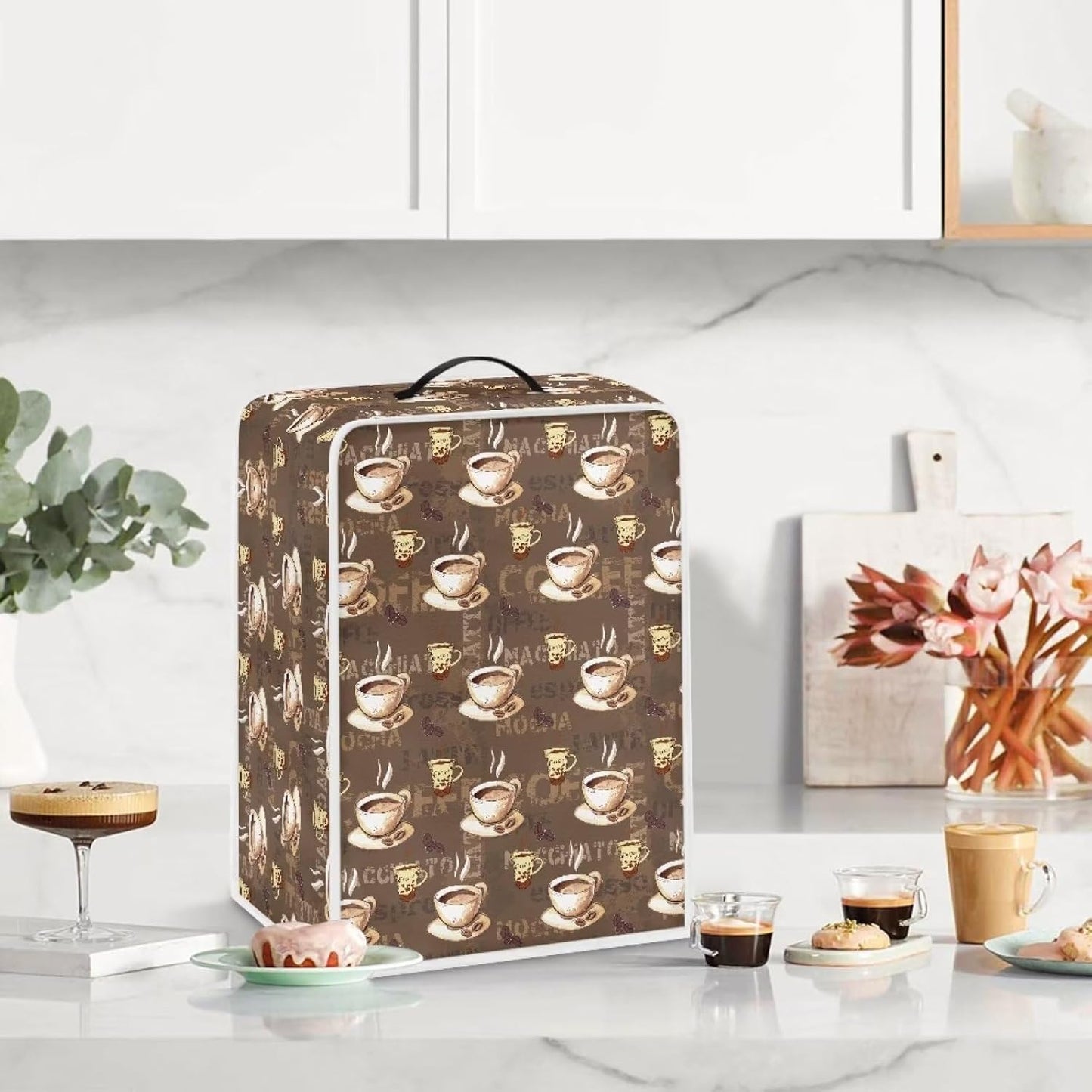 Coffee Maker Cover, Durable Handle Coffee Print Stand Mixer Cover for Kitchen Aid, Dustproof for Small Appliances