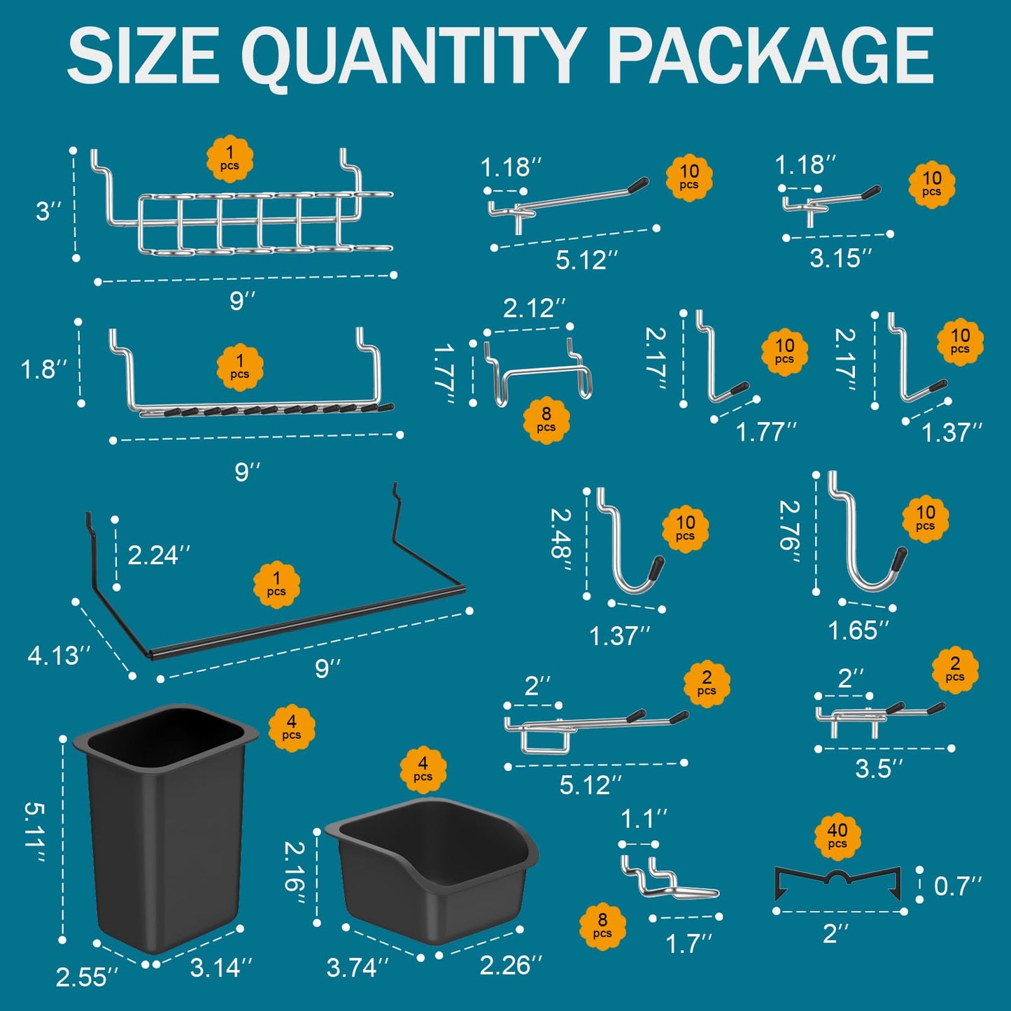 Daanxw Peg Board Kit, Includes Pegboard and Accessories,with Hooks and Bins,Peg Board Wall Organizer for Office,Ornaments Display,Crafts Organization (129, Black)
