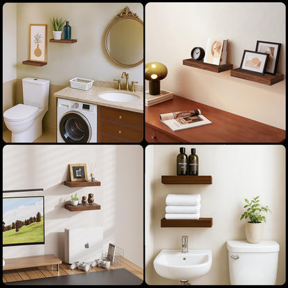 12x7x1.5 Set 2) Floating Shelves for Wall, Bathroom Shelves Over Toilet, Wall Shelves & Book Shelf, Hanging Shelf
