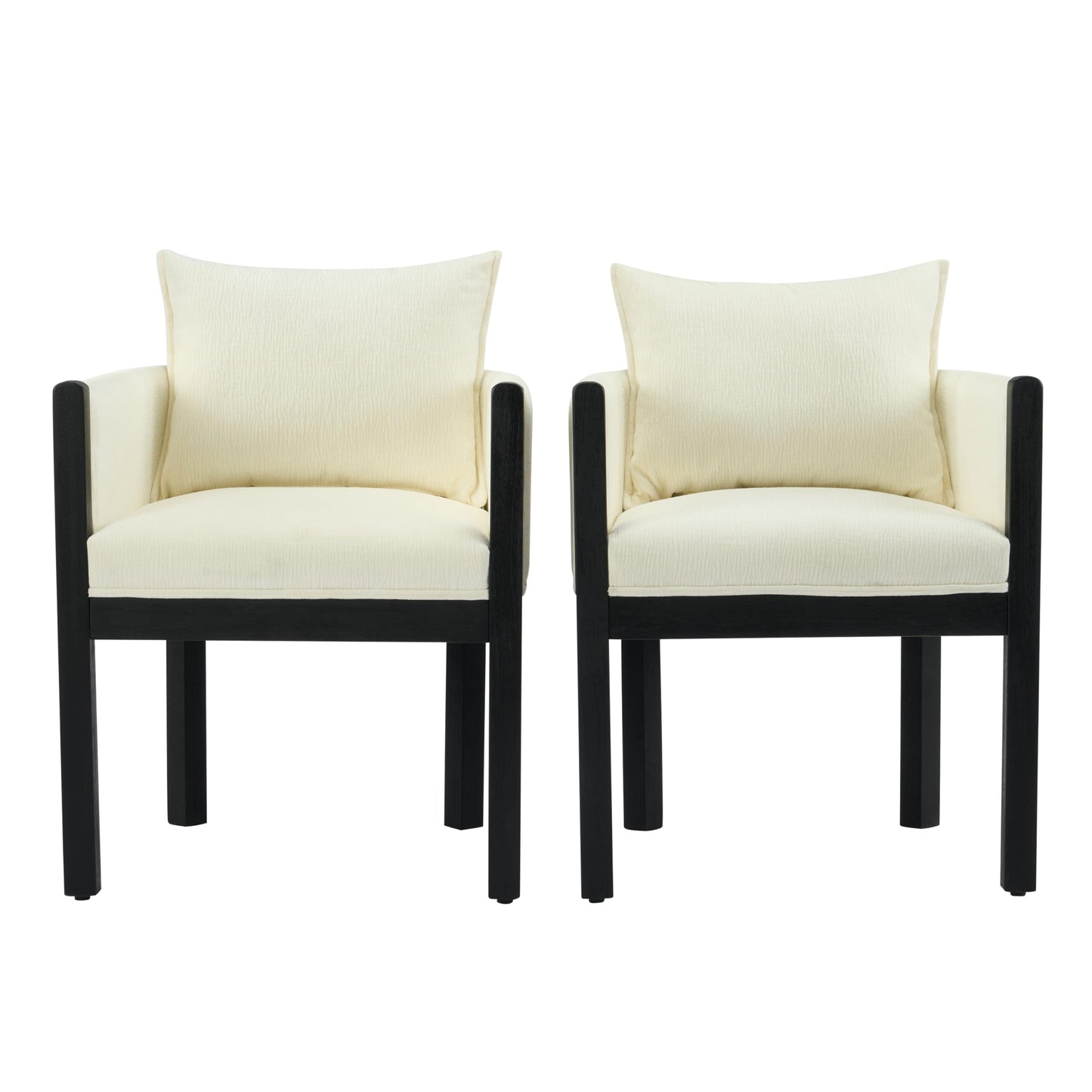 Christopher Knight Home Lucid Linen Upholstered Dining Chairs Set of 2, Rubber Wood Dining Room Chairs, Modern Armchair, Extra Seating for Dining Room, Versatile Indoor Furniture, White + Black