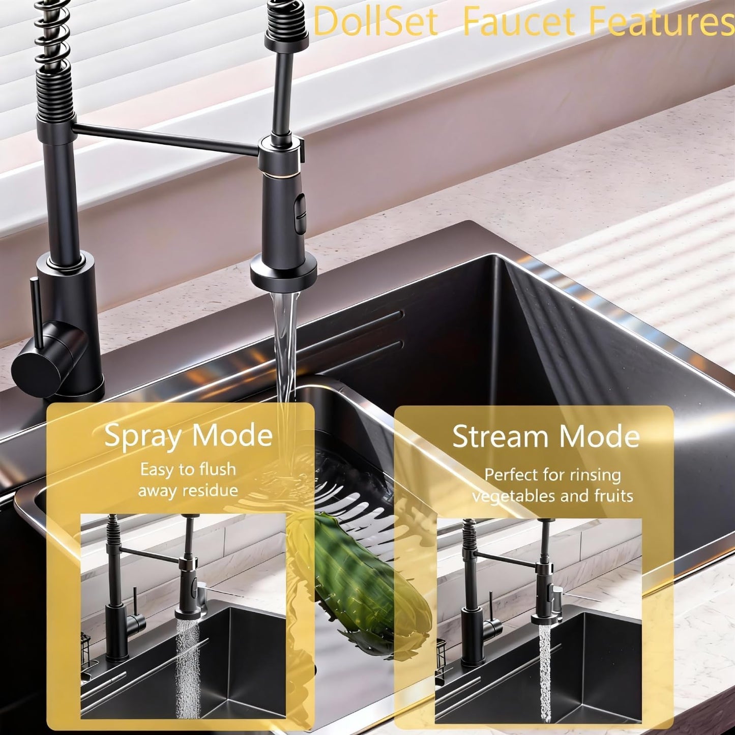 32x19 Black Drop-in Kitchen Sink: Deep Single Bowl Stainless Steel Workstation with Faucet & Accessories Combo for Family Kitchen—Scratch Resistant & Noise Reducing