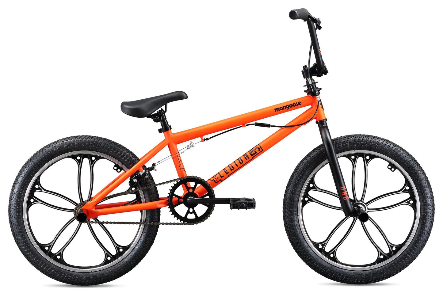Mongoose Legion Mag Kids Freestyle Sidewalk BMX Bike, Beginner Riders, Girls and Boys, 20-Inch Stylish Aluminum Mag Wheels With 4 Axle Pegs, Hi-Ten Steel Frame, Micro Drive 40x16T BMX Gearing, Orange