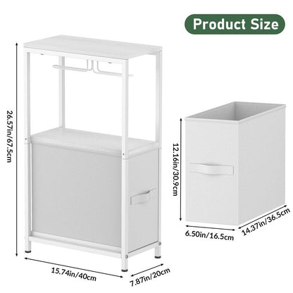 NOVIMANGO Slim Toilet Paper Storage Cabinet White, Toilet Paper Holder with Storage Bathroom Cabinet for Small Spaces Freestanding Tissue Stand with Drawer