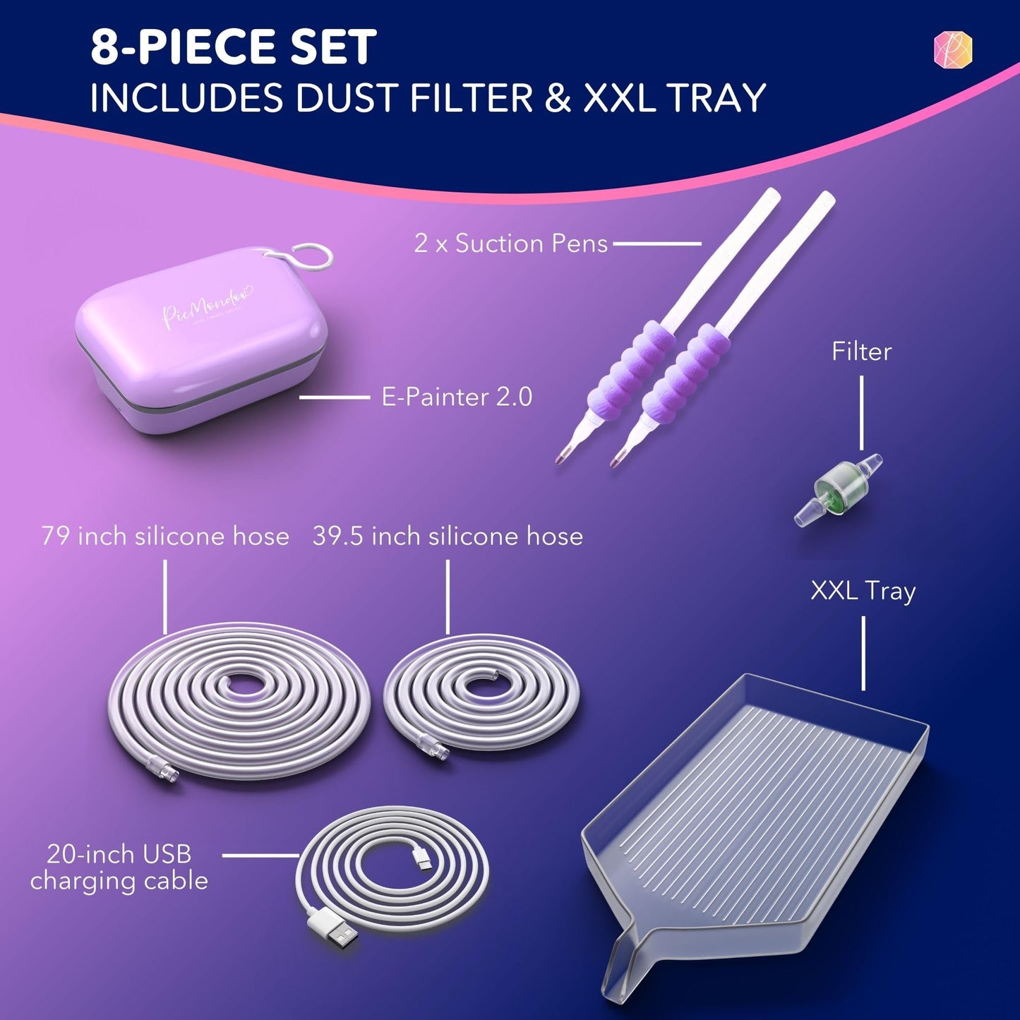 Picmondoo Electric Diamond Painting Pen – Wireless Vacuum Diamond Art Pen, Waxless Diamond Painting Tool Kit with Pump & Accessories for Fast & Easy Diamond Art, AB Stones Compatible (Purple, 2 Gear)