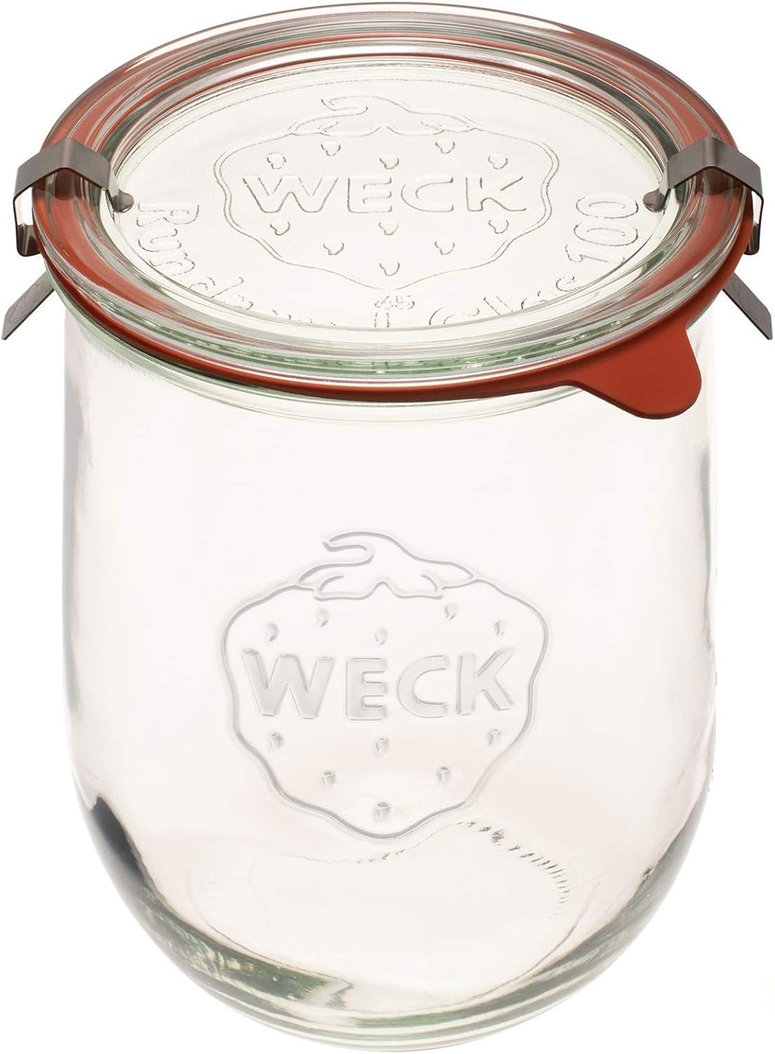 Weck Tulip Jar, 1 Liter Sour Dough Starter Jar with Glass Lid, Rubber Seal, and Steel Clips
