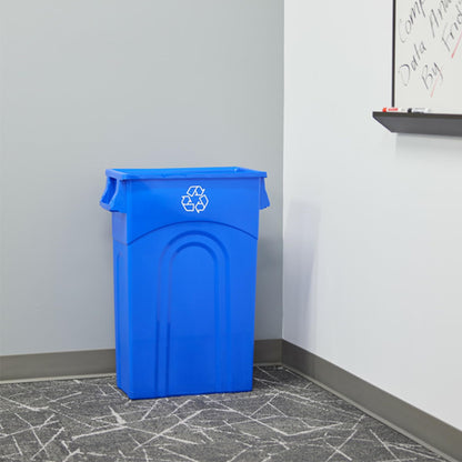 United Solutions Highboy Recycling Container, 23 Gallon, Space Saving Slim Profile and Easy Bag Removal for Indoor or Outdoor use, Recycle Blue, Plastic