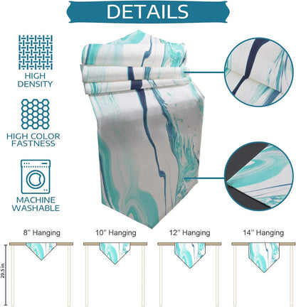 Cotton and Linen Triangle Table Runners, 120 Inches Long, Marble Dresser Scarves Table Decoration for Wedding