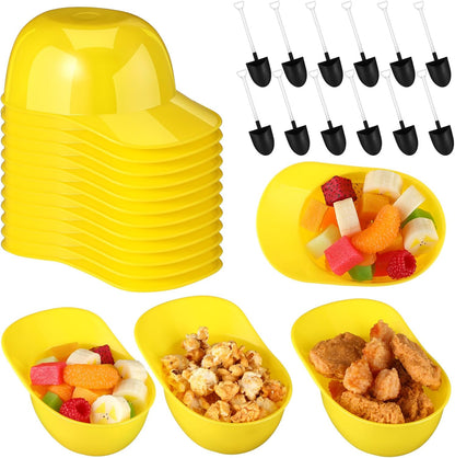 12 Set 8 oz Gejoy Yellow Helmet Snack Ice Cream Bowl Construction Hard Hats Snack Bowl Mini Sundae Bowl with Novelty