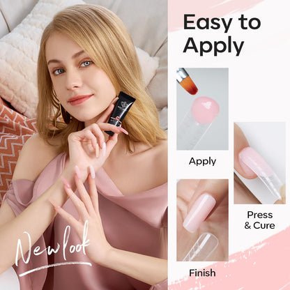 modelones Poly Gel Nail Kit 6 Colors with 8 W Nail Lamp Extension Gel Kit Jelly Milky White Pink Nude Complete Tools Beginner Thickening Solutions DIY at Home for Women