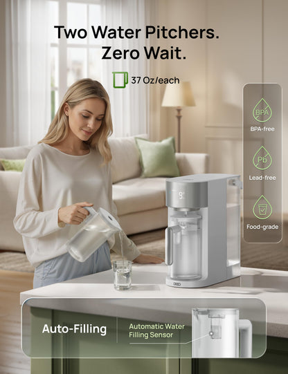 DREO Reverse Osmosis Water Filter Countertop, RO Filtration System, 3:1 Pure to Drain, TDS & Filter Life & 2 Autofill Pitchers, Install-Free, Self-Cleaning Water Purifier, RO Water Filter