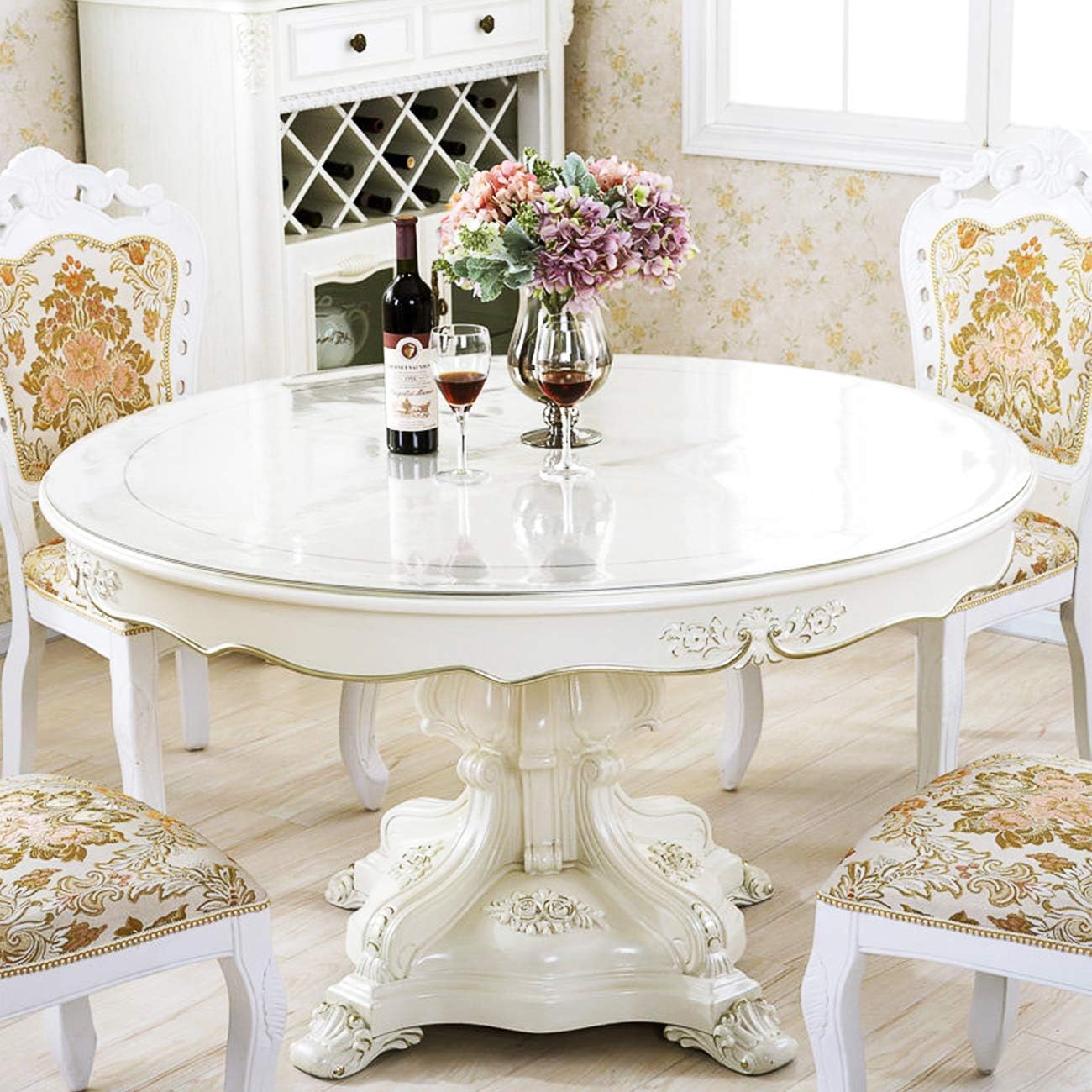 24 Inch Round Clear Table Protector - Vinyl Desk Pad Mat for Circular Furniture, Kitchen, Coffee End Tables - Glass Top