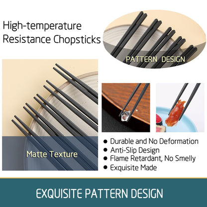Sbirdbao 200 Pairs Hexagonal Fiberglass Sushi 24cm/9.4 Inch Dishwasher Safe Non-Slip Chopsticks,Japanese Style Black for Restaurant & Party.