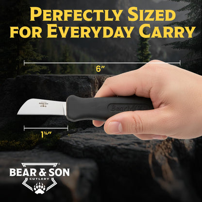 Bear & Son – Fixed 1.75" Splicer Utility Knife | 440 High Carbon Stainless Steel Sheepfoot Blade with Cushioned Kraton Grip | Compact Work, Shop & Everyday Use Fixed Blade Knife – Made in USA