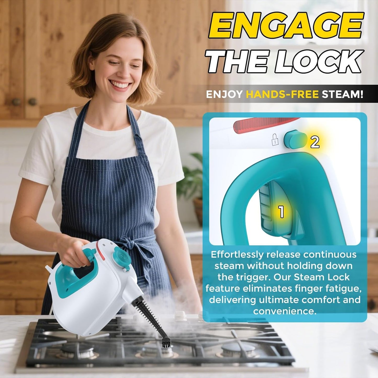 12pcs Steam Cleaner,Steamer for Cleaning,Steam Cleaner for Home,Cleaning With Lockable Steam Button and Accessories,at