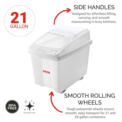 Araven Ingredient Bin, Storage Container for Large Quantity Ingredients, Use in Commercial or Home Kitchen, 21 Gallons, 1 Count, White