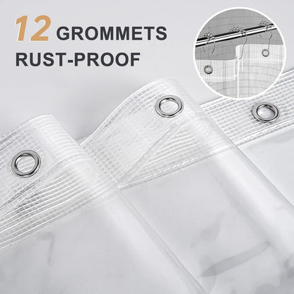 AmazerBath Heavy Duty Shower Curtain Liner - 12 Gauge Clear 72 x 72 Inches with 3 Stones & 12 Grommets