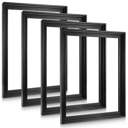 Soaoo 4 Pcs Canvas Floater Frames 16'' x 20'' Black Floating Canvas Frame 0.9" Deep Artwork for Paintings with Hardware Kit Included for Wall Prints Painting, Assemble Required