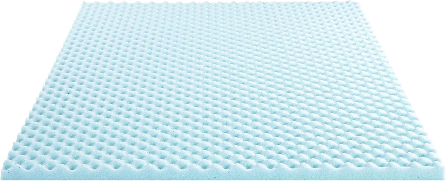 Best Price Mattress 2 Inch Egg Crate Memory Foam, Cooling Gel Infusion Full Mattress Topper, Blue