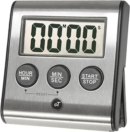 Elegant eTradewinds Digital Kitchen Timer, Stainless Steel Model eT-78, Displays 0-99 Min. or 0-99 Hr., Auto Shut Off